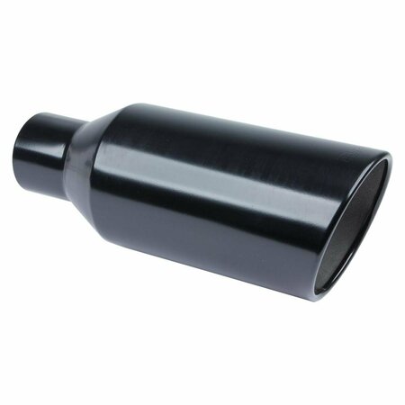 PYPES PERFORMANCE EXHAUST 4 x 7 x 18 in. Rolled Bolt on Tail Pipe Tip, Black PYPEVT407B